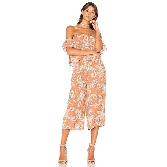 Minkpink Revolve Nusa Dua Off Shoulder Jumpsuit Paisley Print women’s size M - Picture 2 of 14